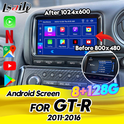صفحه نمایش چند رسانه ای اندرویدی 8 گیگابایتی برای GT-R 2011-2016 شامل CarPlay بی سیم ، اندروید اتو ، Spotify ، YouTube