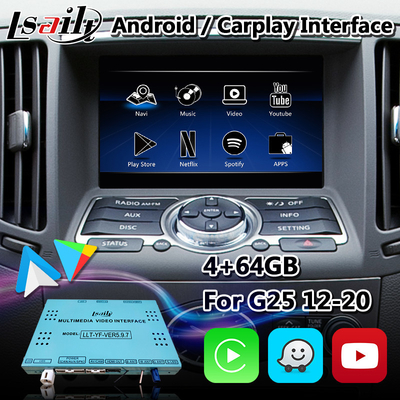 جعبه رابط ناوبری Android Carplay برای Infiniti G25 G37 G35 با NetFlix Android Auto