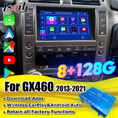 رابط ویدیویی 8+128GB اندروید 11 لکسوس برای GX460 2014-2021 شامل کار پلی بی سیم، اندروید اتو