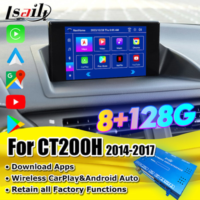 رابط ویدیویی اندرویدی Lsailt Wireless CarPlay برای لکسوس CT CT200H 2014-2017 پشتیبانی دانلود اپلیکیشن ها، نت فلکس، یوتیوب