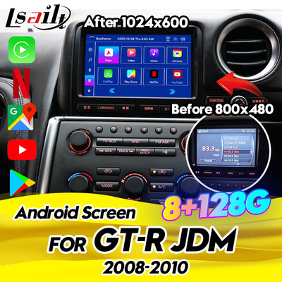 صفحه نمایش چند رسانه ای خودرو برای نیسان GT-R R35 مدل 2008-2010 JDM مجهز به CarPlay بی سیم، اندروید اتو، 8+128GB
