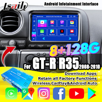 رابط کارپلی بی سیم / ماژول اطلاعات سرگرمی اندروید برای GT-R GTR R35 مدل 2008-2010 JDM شامل NetFlix ، YouTbe