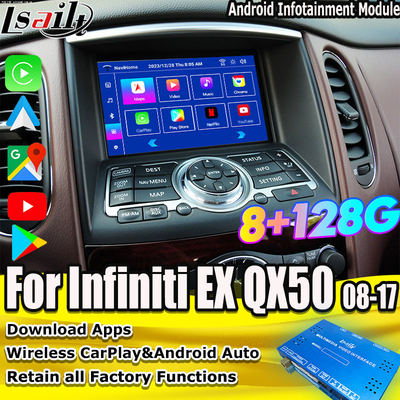 Lsailt 8G اندروید ماژول اطلاعات سرگرمی برای اینفینیتی EX QX50 2008-2017 شامل CarPlay بی سیم، یوتیوب، NetFlix