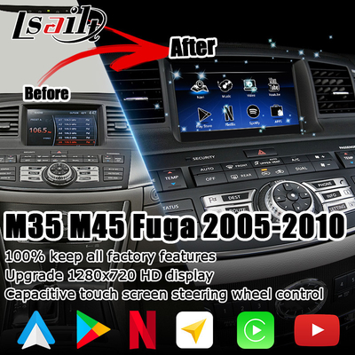 Infiniti M35 M45 Nissan Fuga HD ارتقاء صفحه نمایش لمسی چند انگشتی کارپلی رابط ویدیوی خودکار اندروید