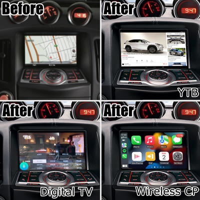 Nissan 370z صفحه نمایش HD غیر مخرب یوتیوب carplay بی سیم ارتقا خودکار اندروید