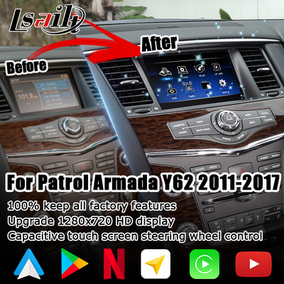 ارتقاء صفحه نمایش لمسی Nissan Patrol Y62 2010-2016 با رابط ویدیویی Android carplay یوتیوب