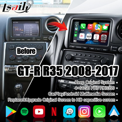 صفحه نمایش چند رسانه ای ماشین Lsailt برای GT-R GTR R35 با 4+64 گیگابایت CarPlay بی سیم، ارتقاء صفحه نمایش