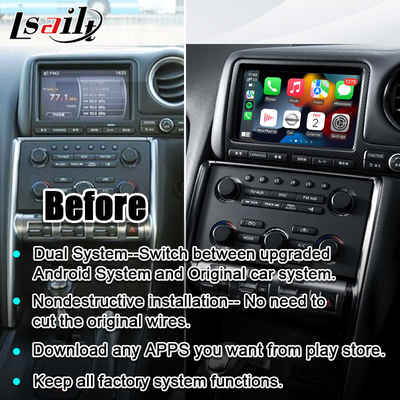 صفحه نمایش چند رسانه ای ماشین Lsailt برای GT-R GTR R35 با 4+64 گیگابایت CarPlay بی سیم، ارتقاء صفحه نمایش
