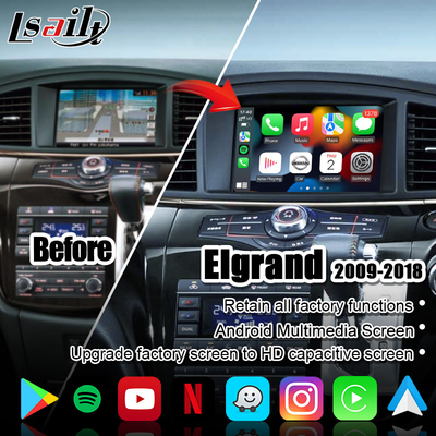صفحه نمایش چند رسانه ای خودرو CarPlay بی سیم برای Nissan Elgrand Patrol، Armada Infiniti QX با ناوبری GPS، Android Auto