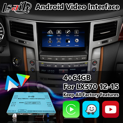 رابط ویدیویی اندروید Lsailt برای لکسوس LX570 2012-2015 با ناوبری GPS یوتیوب بی سیم Carplay