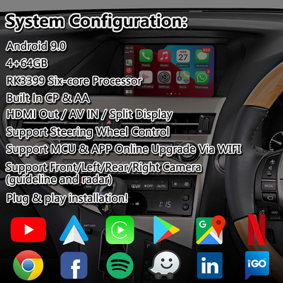 رابط ویدیویی Android Carplay Lsailt برای Lexus RX270 RX350 RX450h RX Mouse Control 2012-2015