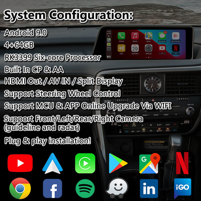 رابط ویدئویی اندروید Lsailt برای لکسوس RX350 RX450h RX200t RX350L RX450L RX AL20 2016-2019