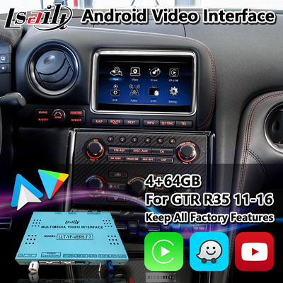 Lsailt اندروید چند رسانه ای رابط ویدیویی Carplay برای نیسان GT-R R35 GTR نسخه سیاه Nisom 2011-2016