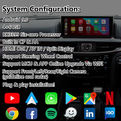Lsailt اندروید Carplay رابط ویدیویی چند رسانه ای برای 2016-2021 لکسوس LX 570 LX570