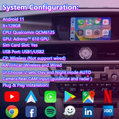 8+128GB Lsailt اندروید رابط ویدیویی ناوبری برای لکسوس ES 350 300h 250 200 XV60 کنترل ماوس 2012-2018