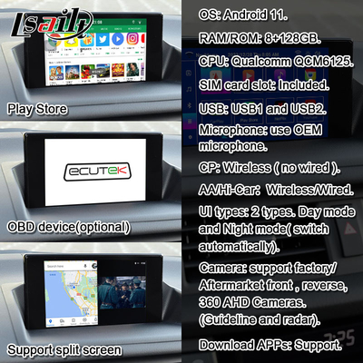 رابط ویدیویی اندرویدی Lsailt Wireless CarPlay برای لکسوس CT CT200H 2014-2017 پشتیبانی دانلود اپلیکیشن ها، نت فلکس، یوتیوب