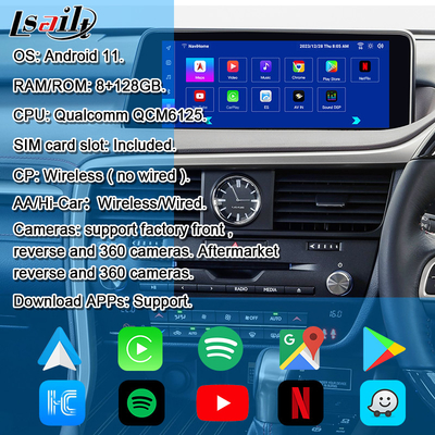 Lsailt CarPlay رابط ویدیویی چند رسانه ای اندرویدی برای لکسوس RX RX450H RX300H RX350 شامل اندروید اتو، یوتیوب