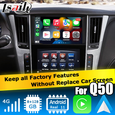 رابط کارپلی GPS، رابط جعبه ناوبری اندروید 11 8+128GB برای اینفینیتی Q50 / Q60