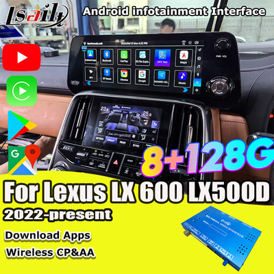 رابط ویدئویی اندرویدی Lsailt Qualcomm برای لکسوس LX600 LX500d RX ES NX 2021- پشتیبانی از یوتیوب، نت فلکس، کار پلی بی سیم