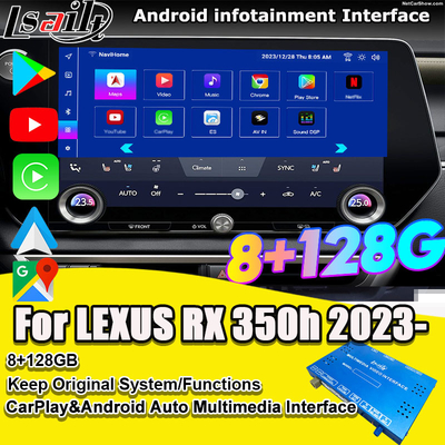 رابط ویدیویی چند رسانه ای اندروید برای RX350h RX500H 2023-2024 NX LX GX ES شامل نت فلکس، یوتیوب، سیم کارت