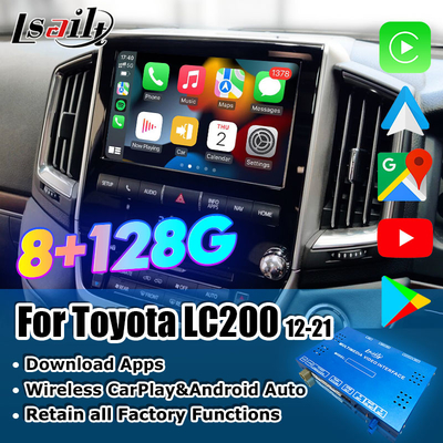 رابط ویدیویی چند رسانه ای 8+128 گیگابایت کوالکام اندروید برای لند کروزر 2013-2021 LC200، VX_R، GX_R با کار پلی بی سیم
