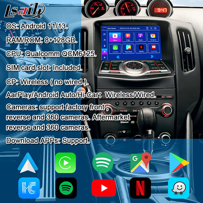HDMI 8G اندروید رابط چند رسانه ای با CarPlay ، YouTube ، Google Play ، NetFlix برای نیسان گشت 370Z Quest ، اندروید 13