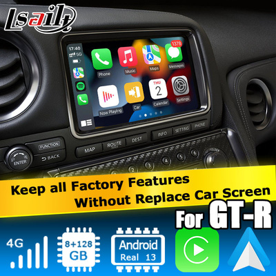 اندروید 13 8+128 ناوبری کارپلی بی سیم اندروید رابط ویدیویی خودکار برای نیسان GT-R GTR R35