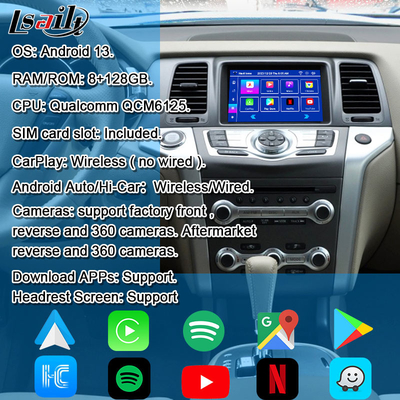 Lsailt 8G CarPlay / اندروید رابط چند رسانه ای برای نیسان مورانو ، کوست ، گشت Infiniti QX با نت فلکس ، نقشه گوگل