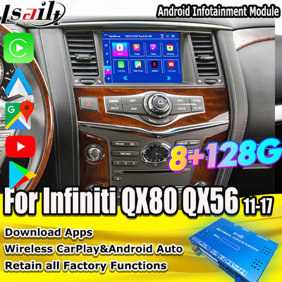 8G اندروید ماژول اطلاعات سرگرمی برای اینفینیتی QX80 QX56 نیسان گشت 20100-2021 رابط کارپلی بی سیم، یوتیوب