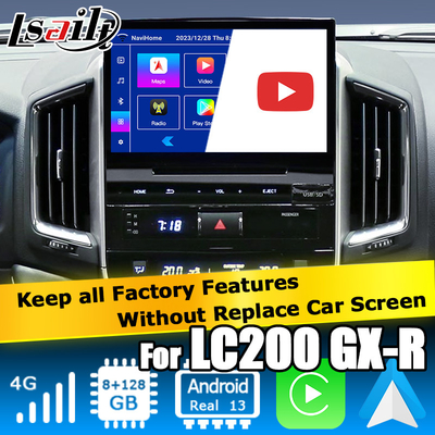 جعبه ناوبری خودرو اندروید 13 برای تویوتا LC200 GXR واحد فوجیتسو Carplay waze یوتیوب نمای عقب و غیره