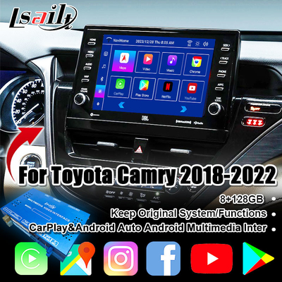 Lsailt اندروید 13 رابط ویدیویی برای تویوتا کامری 2018-2021 RAV-4، سیانا ارتقاء صفحه نمایش OEM با سیستم چند رسانه ای اندروید شامل یوتیوب، نت فلکس