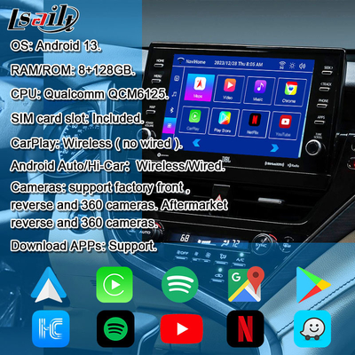 Lsailt اندروید 13 رابط ویدیویی برای تویوتا کامری 2018-2021 RAV-4، سیانا ارتقاء صفحه نمایش OEM با سیستم چند رسانه ای اندروید شامل یوتیوب، نت فلکس