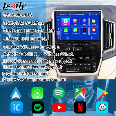 رابط چند رسانه ای اندروید برای Land Cruiser GX_R 2018-2021 LC200 بی سیم اپل CarPlay&Android Auto Retrofit Upgrade