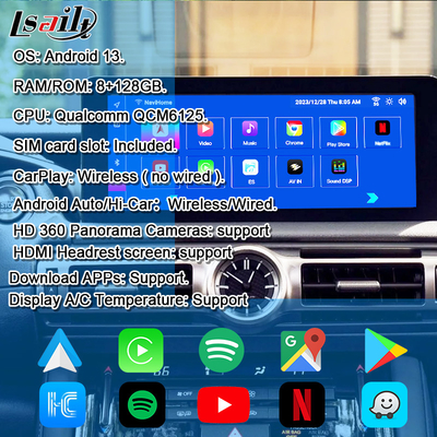 صفحه نمایش اندروید لکسوس 10.25 اینچی Qualcomm 8 هسته ای GPS Navigation CarPlay برای Lexus IS300 IS250 IS350 2020-2023