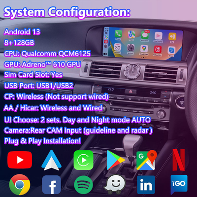 Lsailt 8+128GB رابط ویدیویی چند رسانه ای اندروید برای 2012-2017 لکسوس LS460 LS 600h 460L