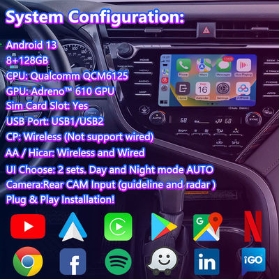 Andorid Carplay جعبه ناوبری ماشین رابط ویدیویی چند رسانه ای برای تویوتا کامری