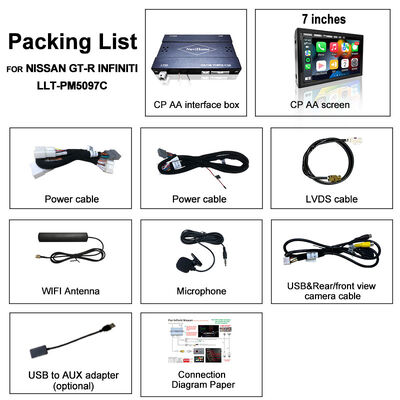 Lsailt 7 اینچ اندروید بی سیم Auto CarPlay Screen برای اینفینیتی G37 G25 G35 Skyline 370GT (V36) Q40 2007-2014 HD Touch Display