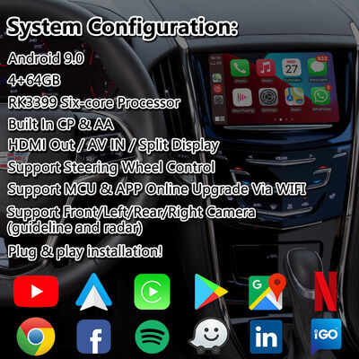رابط ویدئویی Lsailt Android Navigation برای سیستم Cadillac ATS CUE 2014-2019 با کارپلی