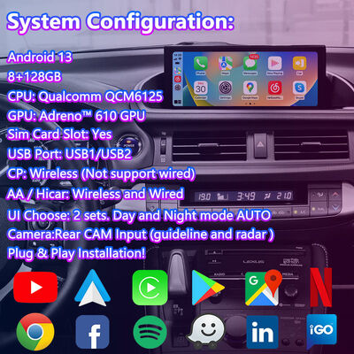 رابط ویدئویی ناوبری اندرویدی Lsailt برای لکسوس CT 200h FSport 2017-2022