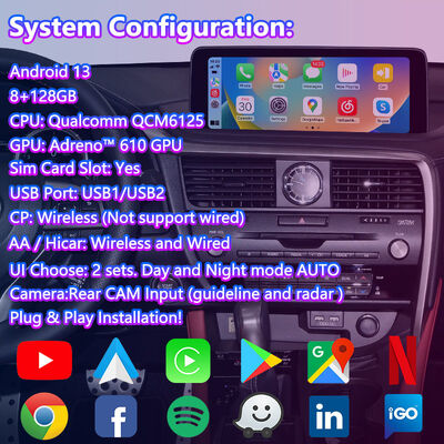 رابط ویدئویی Lsailt Android Carplay برای لکسوس RX 300 RX450h RX350L RX450hL RX350 RX300 مدل 2019-2022