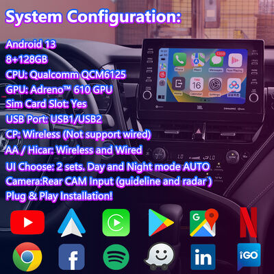 رابط ویدیویی ناوبری Lsailt Android Carplay برای سال های 2021 تا 2024 تویوتا کامری هیبرید XSE XLE SL SE XV70