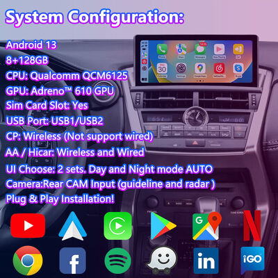 صفحه نمایش رابط چند رسانه ای اندروید Carplay برای 2014-2017 لکسوس NX Knob NX200t NX300h