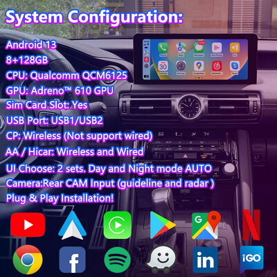 صفحه نمایش رابط چند رسانه ای اندروید کارپلی برای ۲۰۲۰-حاضر لکسوس IS300h IS300 IS350 IS500 IS300h