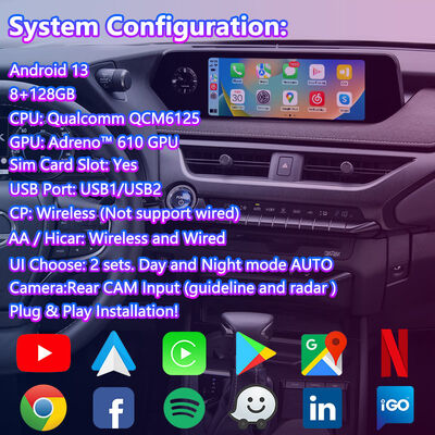 صفحه نمایش چند رسانه ای اندروید Carplay برای 2018-2021 لکسوس UX 300e UX200 UX250h UX300e