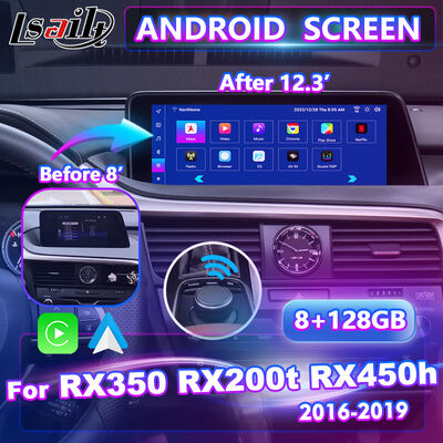 صفحه نمایش رابط چند رسانه ای اندرویدی Lsailt Carplay برای 2016-2019 Lexus RX Knob RX350 RX450h RX200t RX300