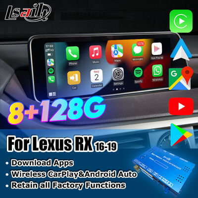 رابط ویدئویی سیستم چندرسانه‌ای CarPlay/Android برای لکسوس RX450H RX350 صفحه نمایش 12.3 اینچ 2016-2021 با یوتیوب، نتفلیکس، اندروید اتو یکپارچه