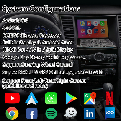 ۴+۶۴ گیگابایت رابط بی‌سیم Android Auto Android Carplay برای Infiniti QX70 QX50 QX60 Q70