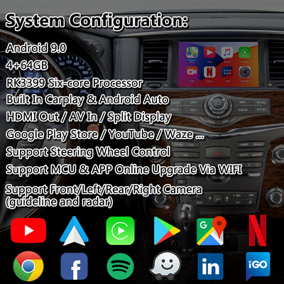 Lsailt 4 + 64 گیگابایت رابط ویدیویی Android Carplay بی سیم برای Nissan Patrol Y62 2012-2017