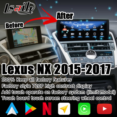 لکسوس NX200t 10.25 ارتقاء صفحه نمایش لمسی پردازنده هکسا اندروید اتوماتیک بی سیم Carplay