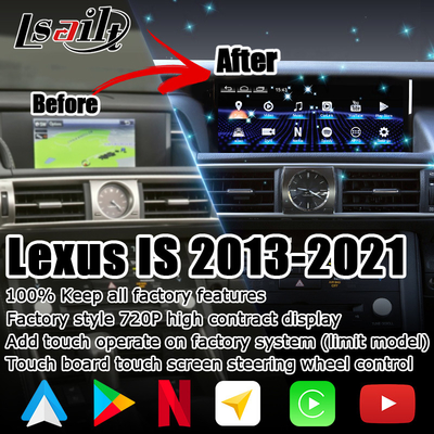 10.25 اینچ اندروید 8+128 کارپلی اندروید ارتقاء اتوماتیک صفحه نمایش HDMI برای لکسوس IS200t IS350 IS300